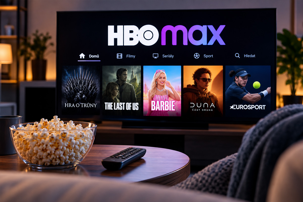 Pár sleduje film na chytré televizi v moderním obývacím pokoji