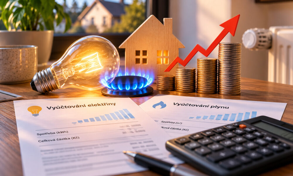 Vyúčtování elektřiny a plynu, mince a rostoucí náklady na energie v domácnosti